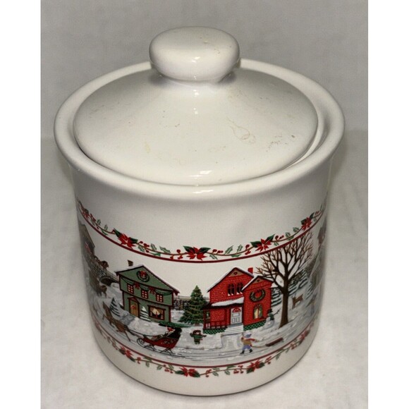 RUSS BERRIE AND CO VTG Creamer And Sugar Bowl w/ Lid “A Christmas Remembered” - Picture 4 of 16